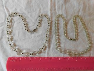 Vintage Clear Cut Crystal Beaded Necklaces,  Great For Beading Or Restringing