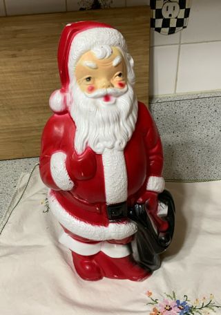 Vintage 1968 Empire Plastic Corp.  13 Inch Lighted Blow Mold Santa Claus