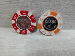 2 Vtg.  $1 & $5 Casino Chips Stardust Las Vegas,  Nevada