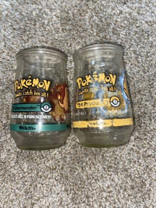Vintage 1999 Pokemon Welch ' s Jelly Jar/ Glass 04 Charmander © Nintendo Psyduck 3