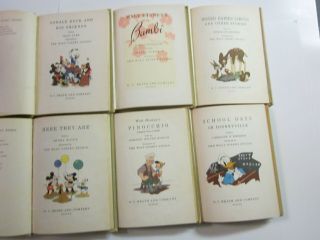 Six (6) Vintage Walt Disney Books - Bambi,  Pinocchio,  Donald Duck 1939 - 1944 2