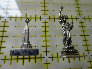 Vintage Sterling Silver Charm York City Empire State Building Enamel/statue