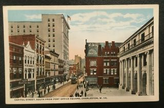 Vintage Postcard Charleston West Virginia Capitol Street Looking South