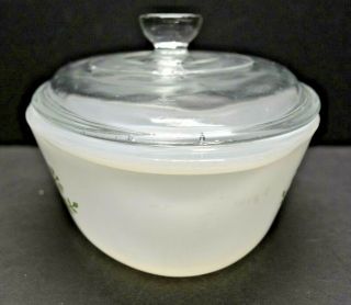 Vintage Glasbake Casserole Dish J235 1 QT Green Daisy Milk Glass Oval 10 in USA 3