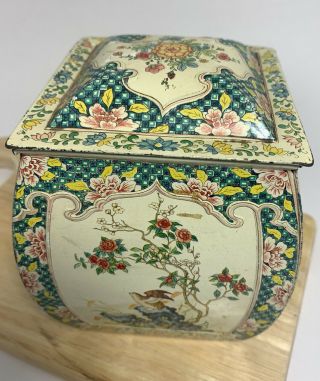 Vintage Floral Bird Biscuit Tea Cookie Tin Decorative Container Made In Holland