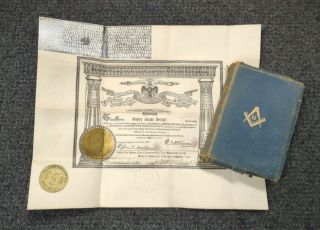 1920 Masonic Freemason Scottish Rite Supreme Council Certificate 32 Degree Bible