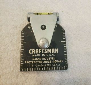Sears Craftsman 3992 Magnetic Level Protractor - Rule - Square Vtg 1960 