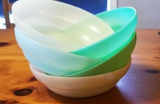 5 Vintage Tupperware 155 6 " Cereal Bowls No Lids Pastels & Green