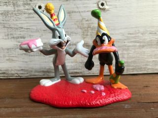 Vintage 1995 Bugs Bunny Daffy Duck Pvc Figures Cake Topper Warner Bros