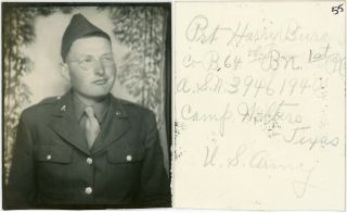 Vintage Photo Booth Wwii Ww2 Us Army Fort Camp Wolters Texas Military Soldier - O