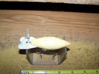 Vintage Wooden Fishing Lure Bomber Wood Lure Creme Color