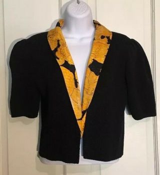 St.  John By Marie Gray Vintage Knit Sweater Gold Collar Size Medium? Black