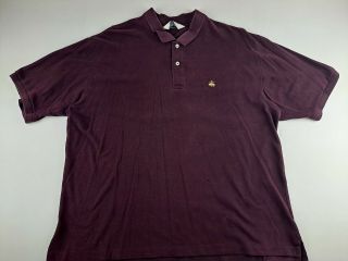 Vintage Brooks Brothers Men Xl Burgundy Maroon Polo Shirt Classic Flawed