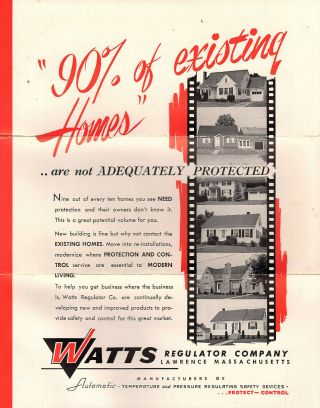 Temperature & Pressure Regulating Devices Vintage Brochure Watts Regulator Co
