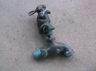 Vintage Brass Rabbit Spigot Outside Garden Faucet Yard Faucet