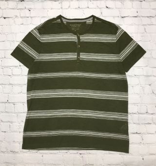 Banana Republic Vintage Tee,  Green/white Stripe Made With Linen Mens Size:xl