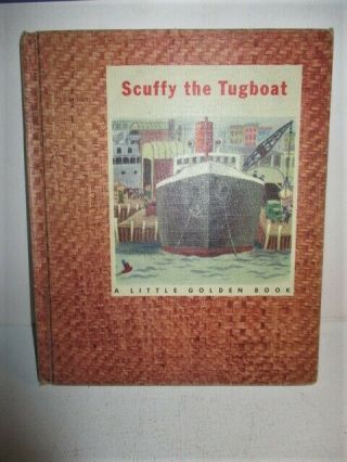 Vintage Little Golden Book Scuffy The Tugboat Goldencraft Cloth Binding 1946