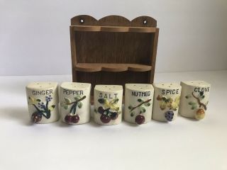 Vintage Spice Rack With Fruit Design Hand Painted Japan 3