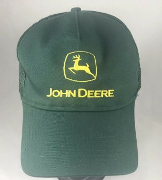 Vintage John Deere Trucker Farmer Snapback Mesh Hat Green Yellow San Sun