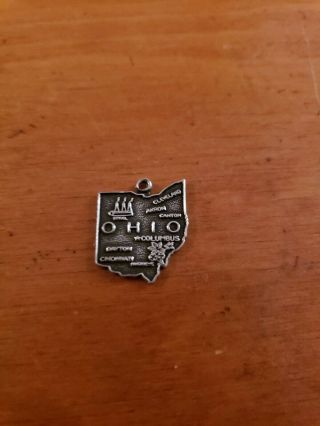 Vintage Sterling Silver State Of Ohio Charm Steel Mills Canton Cleveland Cinci