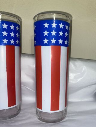 Vtg Patriotic US Flag Stars Stripes Red White Blue Libbey Tumbler Drinking Glass 3
