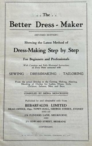 The Better Dress - Maker Bebarfalds Sydney Vintage Sewing Tailoring Book Sydney 3