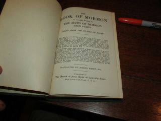 1920 The Book Of Mormon Heber J Grant Double Column Ed Joseph Smith With Card