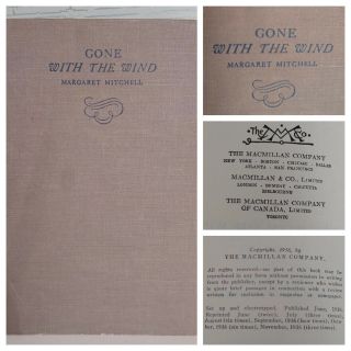 Vintage Antique 1936 Gone With The Wind 1st Edition November Printing Macmillan