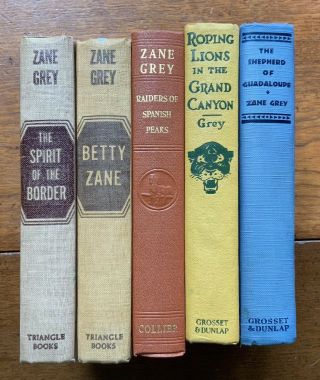 Assortment Of 5 Vintage Zane Grey Books
