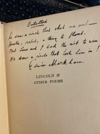 Signed Edwin Markham – Lincoln And Other Poems 1928 Poetry 1st Edition Rare