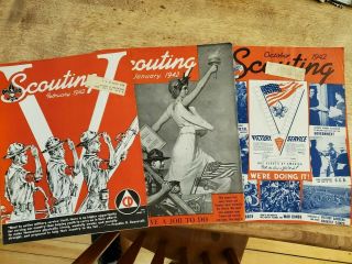 3 1942 Patriotic Cover Scouting Magazines Jan.  Feb.  Oct.  World War 2