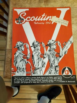 3 1942 Patriotic Cover Scouting Magazines Jan.  Feb.  Oct.  World War 2 2