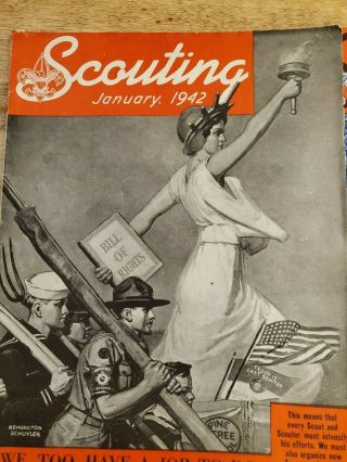 3 1942 Patriotic Cover Scouting Magazines Jan.  Feb.  Oct.  World War 2 3