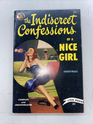 Lion Sleaze Gga Paperback / Indiscreet Confessions Of A Girl,  1950,  Rare