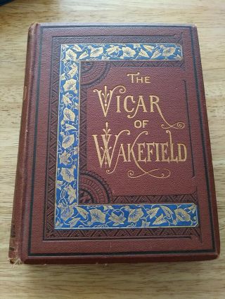 Rare 100,  Years Old Antique Book The Vicar Of Wakefield 1872 Coloured Vintage