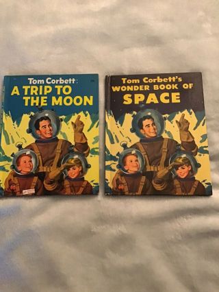 1953 Tom Corbett A Trip To The Moon & Wonder Book Of Space Wonder Books Sci Fi