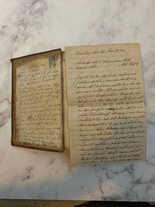 Antique 1800s Swedish Bible Includes Handwritten letter and Obituary of Ollson 3