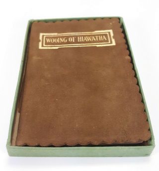 Antique Mini Book Suede Bound The Wooing Of Hiawatha By H.  W.  Longfellow