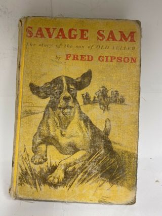 1962 Savage Sam Son Of Old Yeller By Fred Gipson 1st Ed Hb - Very Rare Cover Art