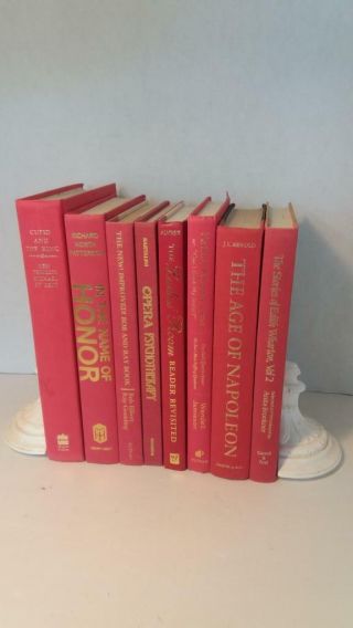 8 Modern Red Books Gold Print Hardcover Decorative Bookshelf Decoration Props