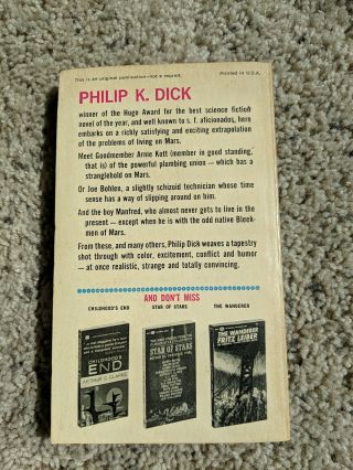 Martian Time - Slip By Philip K Dick Paperback 1st Edition 1964 VG unread 3