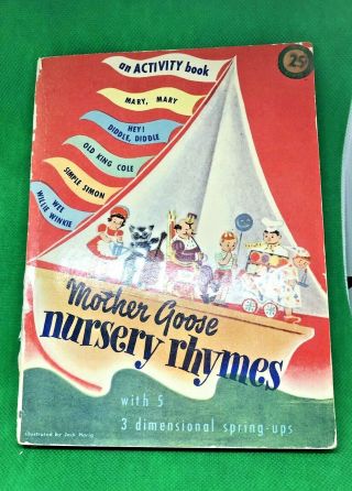 Vintage Mother Goose Nursery Rhymes Pop Up Spring - Up Book