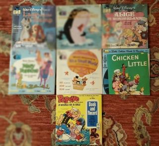 6 Vintage Disneyland Little Golden Book & Records,  Popeye Read Along