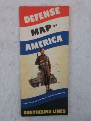 Vintage Wwii Greyhound Lines Defense Map Of America