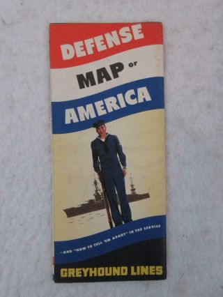 Vintage WWII GREYHOUND LINES DEFENSE MAP OF AMERICA 2