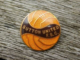 Vintage Early Sutton United Football Supporters Club Enamel H W Miller Badge Pin