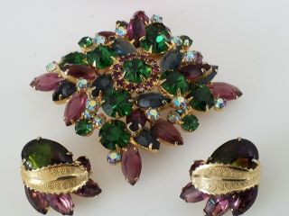 ✨Estate Find Vintage Unsigned Brooch And Signed Weiss Clip on Earrings 3