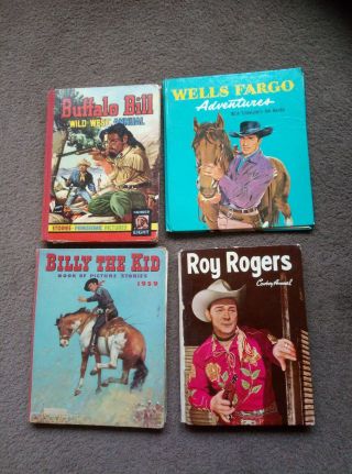 Joblot Vintage Cowboy Annuals - Roy Rogers Wells Fargo Billy The Kid Buffalo Bill