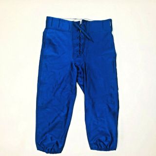 Vintage Wilson Blue Satin Lace Up Baseball Stretch Waist Pants Made In Usa - Lg