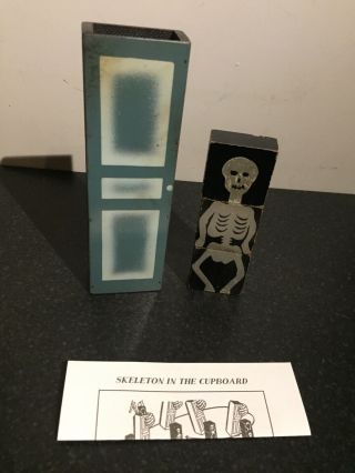 Vintage Wooden Stage Magic Trick Skeleton In The Cupboard